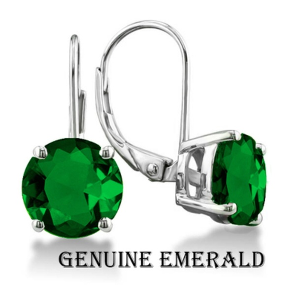 David's Jewelers Jewelry - 2.00 CTW White Gold P o/ Sterling Emerald Earrings